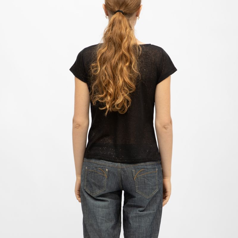 TEE SHIRT MC GLITTER BLACK P118W TEE SHIRT MC GLITTER BLACK P118W