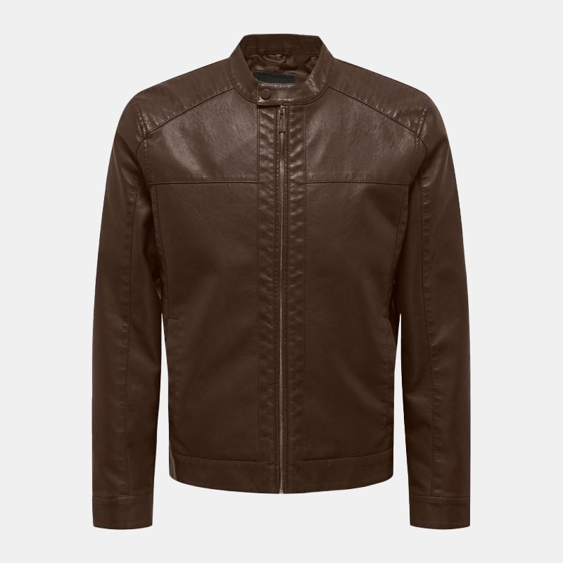 Veste motard Mike similicuir avec zip Homme ONLY AND SONS