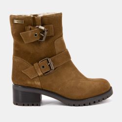 Bottines Lynette style motard camel en cuir Femme LES TROPEZIENNES PAR M.BELARBI