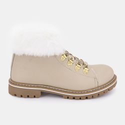 Boots cuir grainé avec fausse fourrure Femme LES TROPEZIENNES PAR M.BELARBI