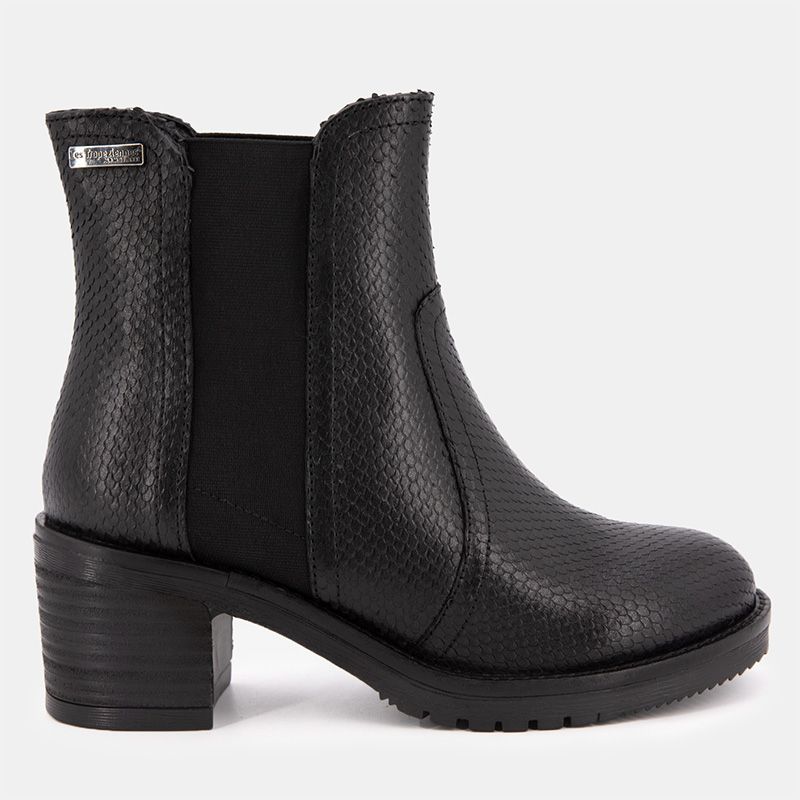 Bottines en cuir mine à motif serpent noir Femme LES TROPEZIENNES PAR M.BELARBI