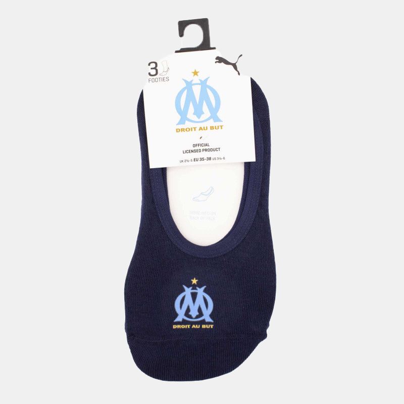 Chaussettes OM uni duo footie x3 navy Enfant PUMA