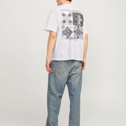 Tee shirt jwhnoho back graphic bright white 12285929 4401 Homme JACK & JONES