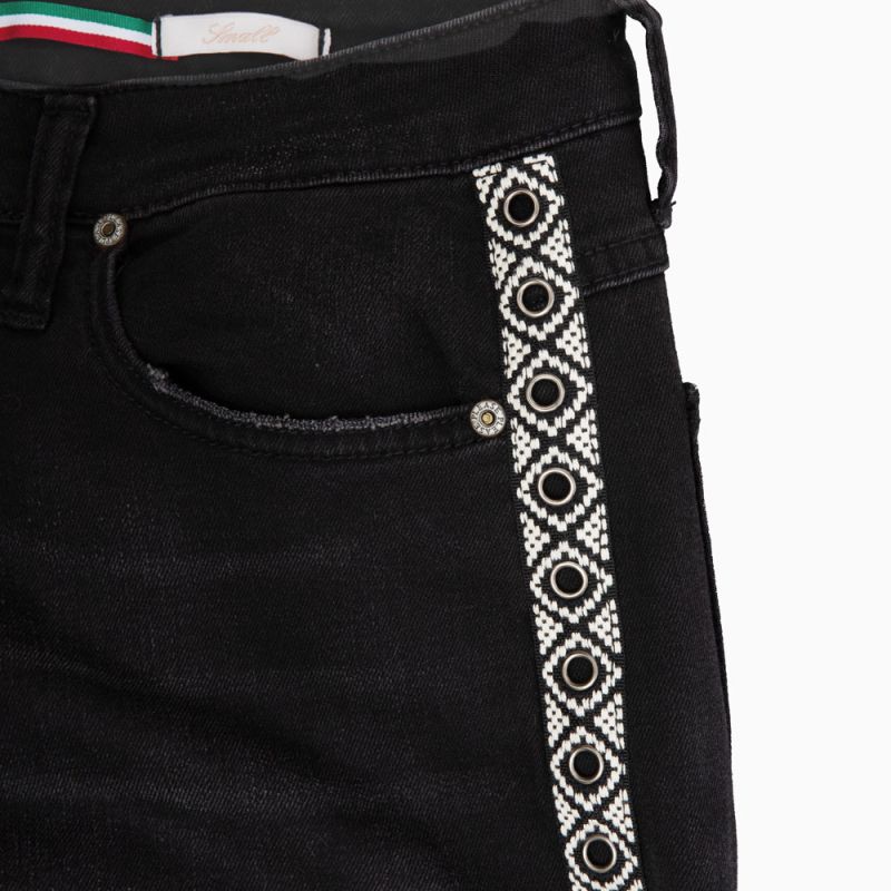 Pantalon nero denim p1tbcn9w4h Femme PLEASE