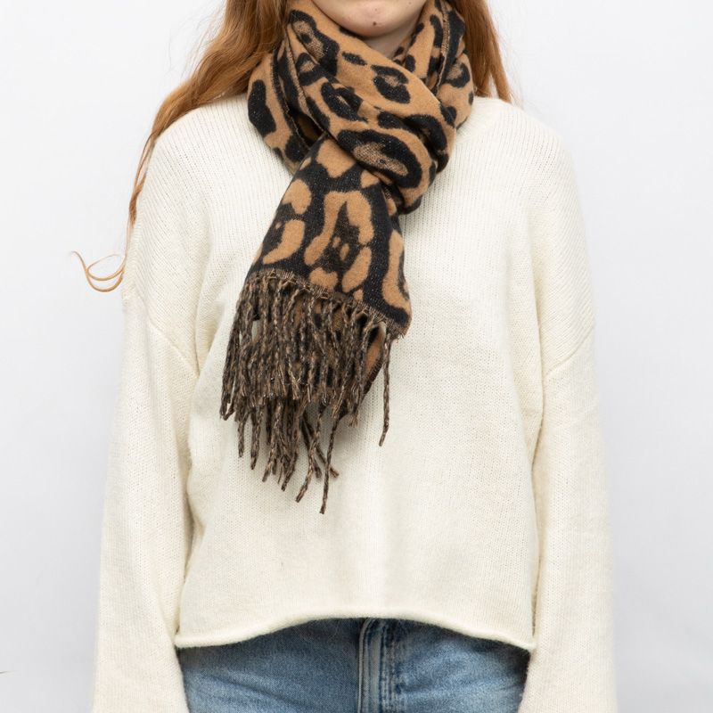 Echarpe leopard beige man-wh-252642 45190cm Femme MANOUKIAN