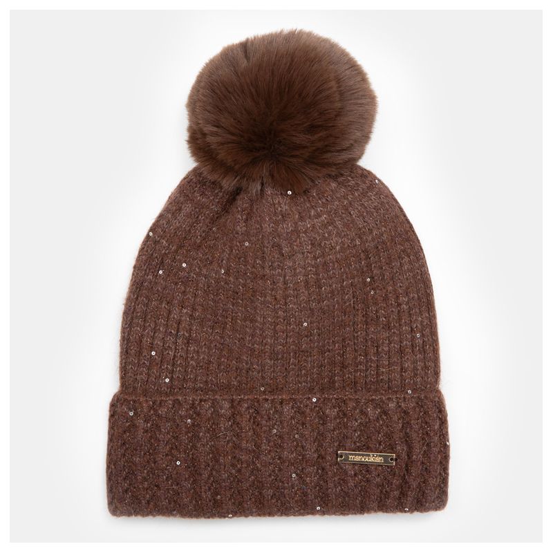 Bonnet angora beige man-jf-252846 Femme MANOUKIAN