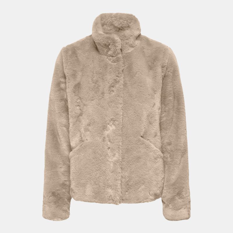 Veste fausse fourrure Vida col montant Femme ONLY