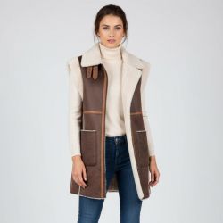 Gilet sans manche zippé effet mouton similicuir Femme OAKWOOD