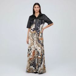 Robe Didi longue bi matière imprimé à motifs Femme HOLLY AND JOEY