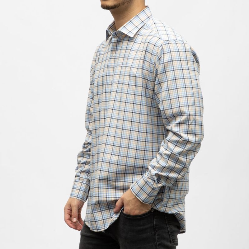 Bill00 chemise coton poly bleu marine - carreaux Homme BILL TORNADE