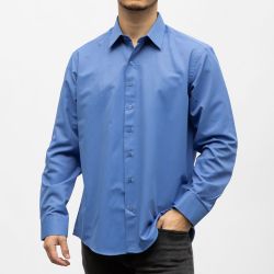 Bill01 chemise coton poly uni petrole Homme BILL TORNADE