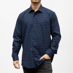 Bill00 chemise coton poly bleu marine - jacquard Homme BILL TORNADE