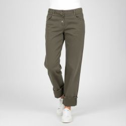 Pantalon à revers couleur kaki avec poches Femme PLEASE