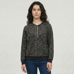 Sweat zip vegetal noir granit Femme LES TROPEZIENNES PAR M.BELARBI