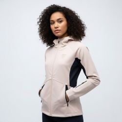 Veste rose poudrée softshell ajustée à capuche poches zippées noires Femme ROSSIGNOL