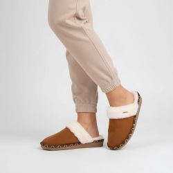 Pantoufle cisco cuir liseré doré camel Femme LES TROPEZIENNES PAR M.BELARBI