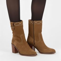 Bottes western ladak camel à talons carré Femme LES TROPEZIENNES PAR M.BELARBI