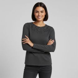 Haut manches longues dentelle décolleté Femme JDY