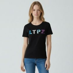 Tee shirt noir brillann Femme LES TROPEZIENNES PAR M.BELARBI
