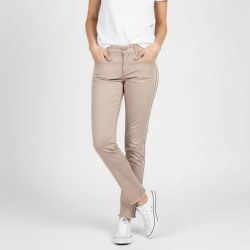 Pantalon slim brodé fantaisie beige Femme HAPPY