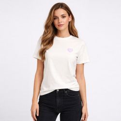 Tee shirt cloud dancer black heart onlalma 15366421 4498 Femme ONLY