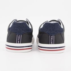 Baskets blanches en toile liseré bleu et rouge Homme TOM TAILOR