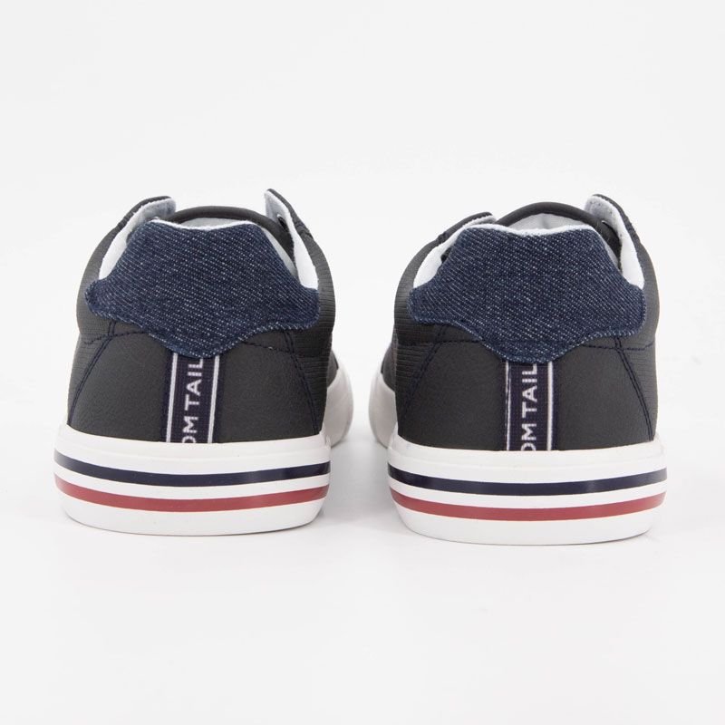 Baskets blanches en toile liseré bleu et rouge Homme TOM TAILOR