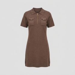 Robe col polo maille fine col zippé doré meandre Femme LES TROPEZIENNES PAR M.BELARBI