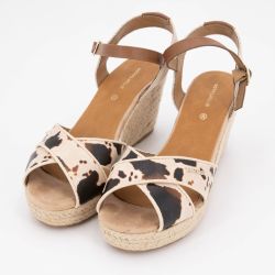 Sandales compensées espadrilles imprimé vache Femme TOM TAILOR