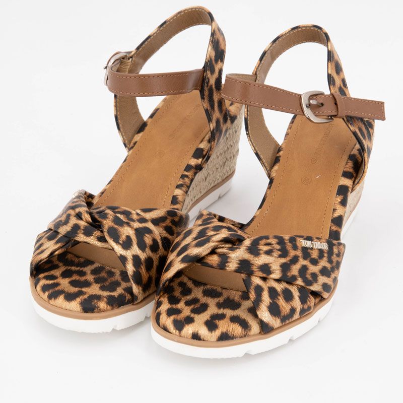Sandales compensées imprimé léopard Femme TOM TAILOR