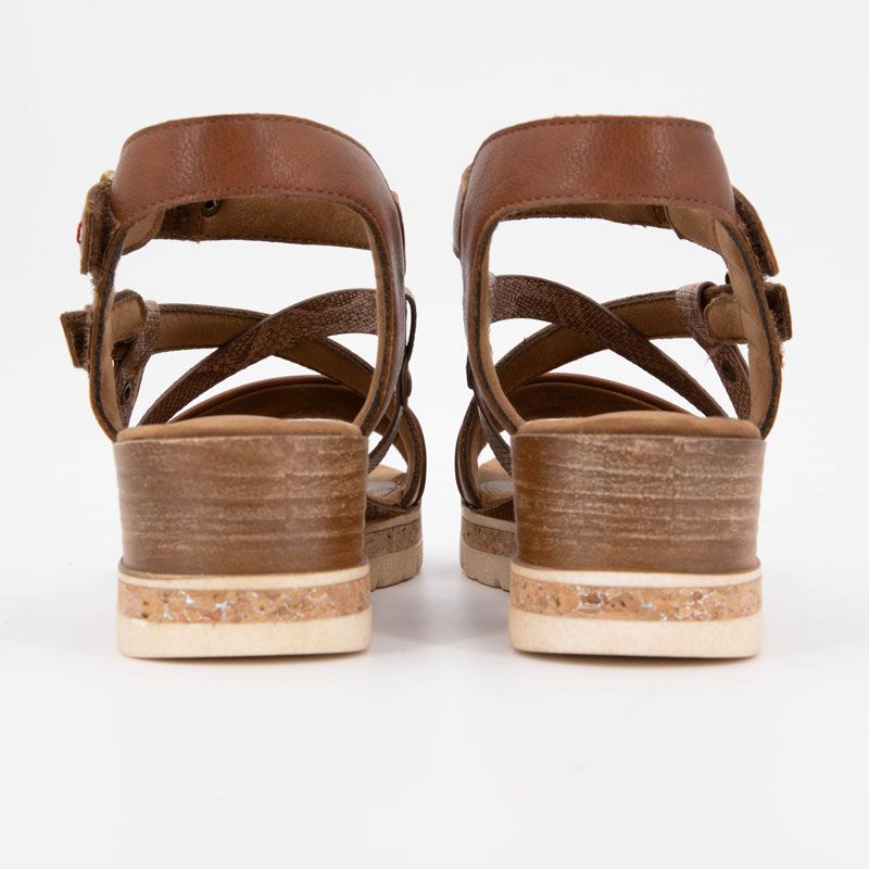 Sandales compensées à scratch motif serpent avec double boucle Femme MUSTANG