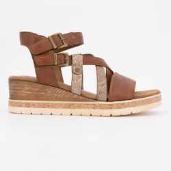 Sandales compensées à scratch motif serpent avec double boucle Femme MUSTANG