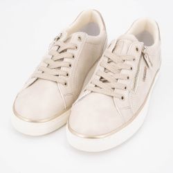 Baskets basses zippées avec lacets effet cuir lisse Femme MUSTANG