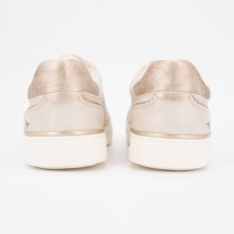 Baskets basses zippées avec lacets effet cuir lisse Femme MUSTANG