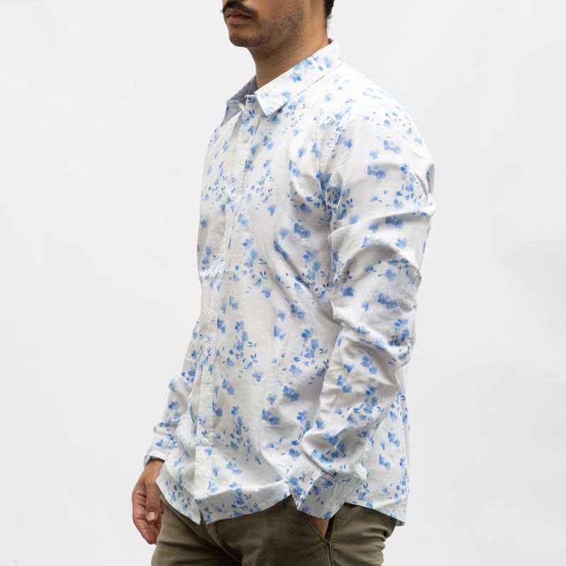 Chemise imprimee white blue cr-corneille-x12-wbl Homme CROSSBY