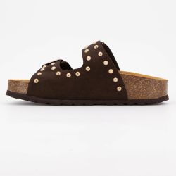 Mules semelle épaisse beige avec clous gold Femme I AM