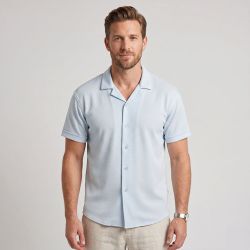 Ensemble chemisette short gaufré cordon dove Homme PANAME BROTHERS