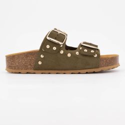 Mules semelle épaisse beige avec clous gold Femme I AM