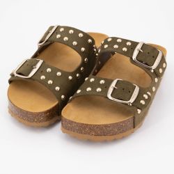 Mules semelle épaisse beige avec clous gold Femme I AM