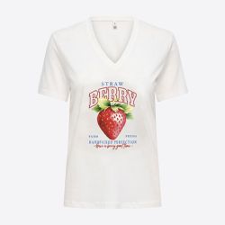 Tee shirt onlhenny cloud dancer strawberry 15349151 4539 Femme ONLY