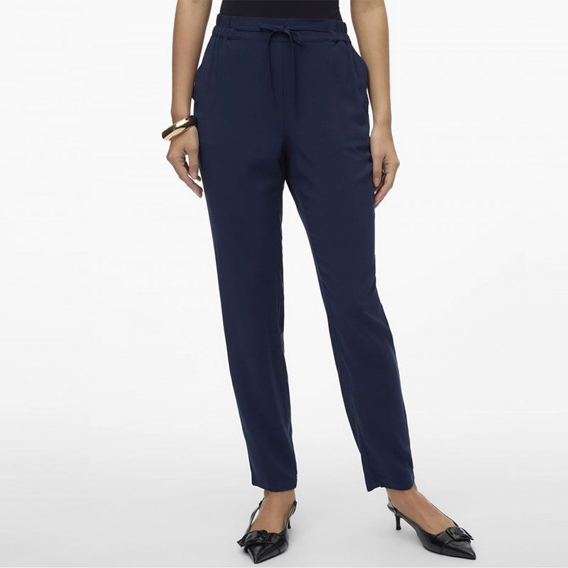 Pantalon noir droit avec cordon de serrage Femme VERO MODA