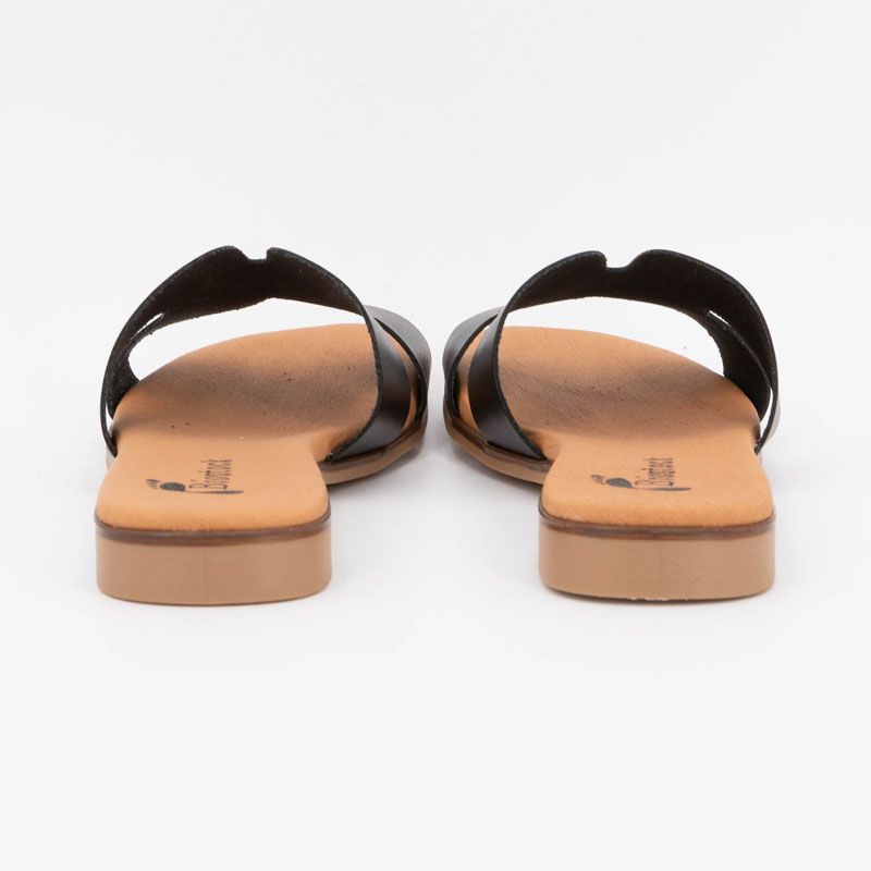 Mules basses cuir tan avellana Femme BIOSTOCK