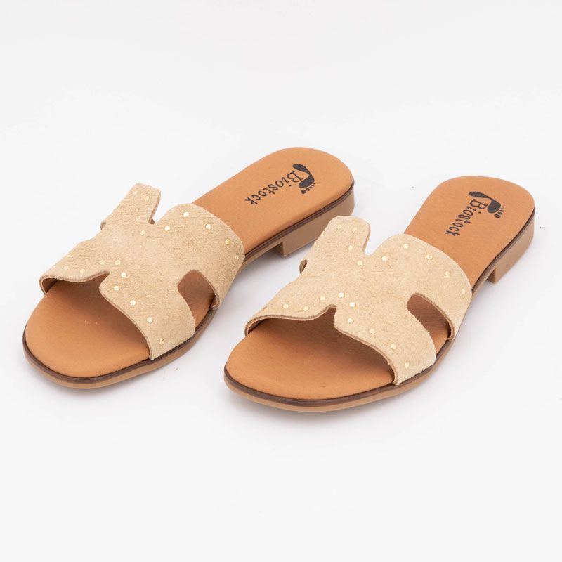 Mule serraje beige remaches 3054 t36/41 Femme BIOSTOCK