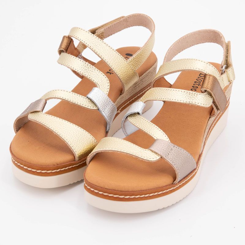 Sandale compensee grabado oro multi 528 t36/41 Femme BIOSTOCK