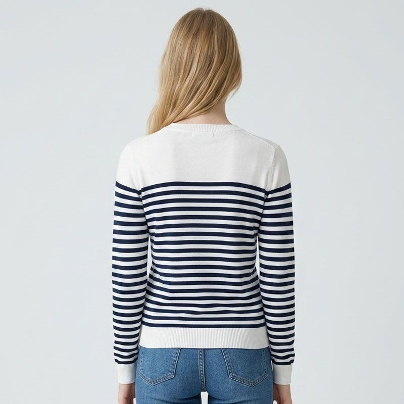 Pull fin marinière col rond coton à boutons Homme BILL TORNADE