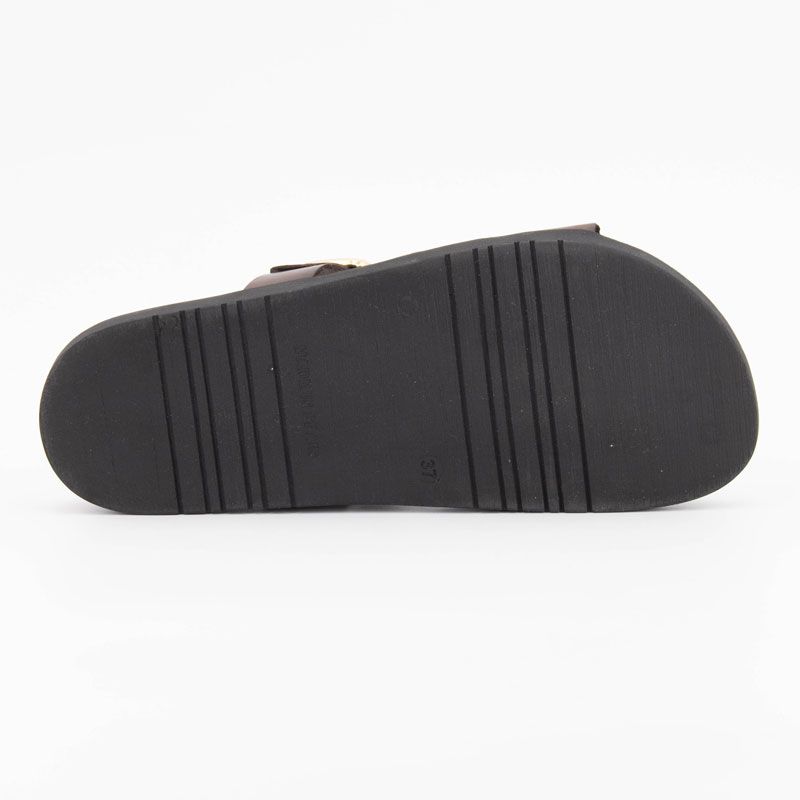 Mules boucle dorée lanières en cuir Femme I AM