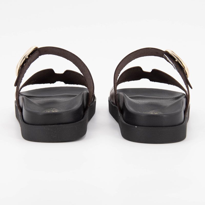 Mules boucle dorée lanières en cuir Femme I AM