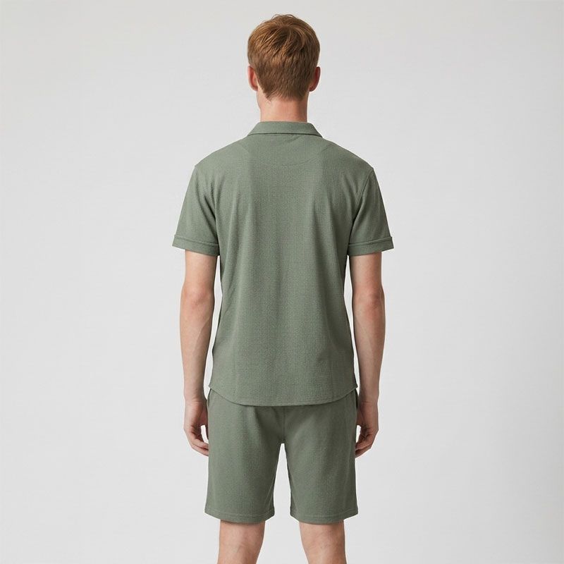 Ensemble chemisette short gaufré cordon dove Homme PANAME BROTHERS