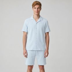 Ensemble chemisette short gaufré cordon dove Homme PANAME BROTHERS