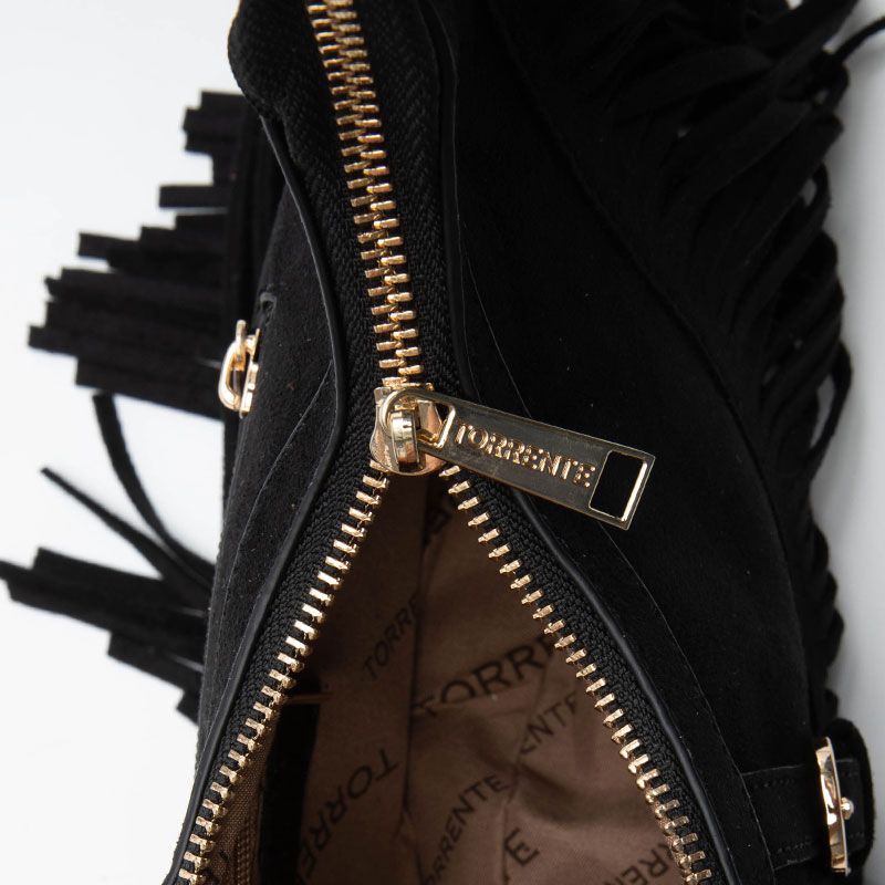 Sac porte epaule a frange noir tos-p26074 Femme TORRENTE